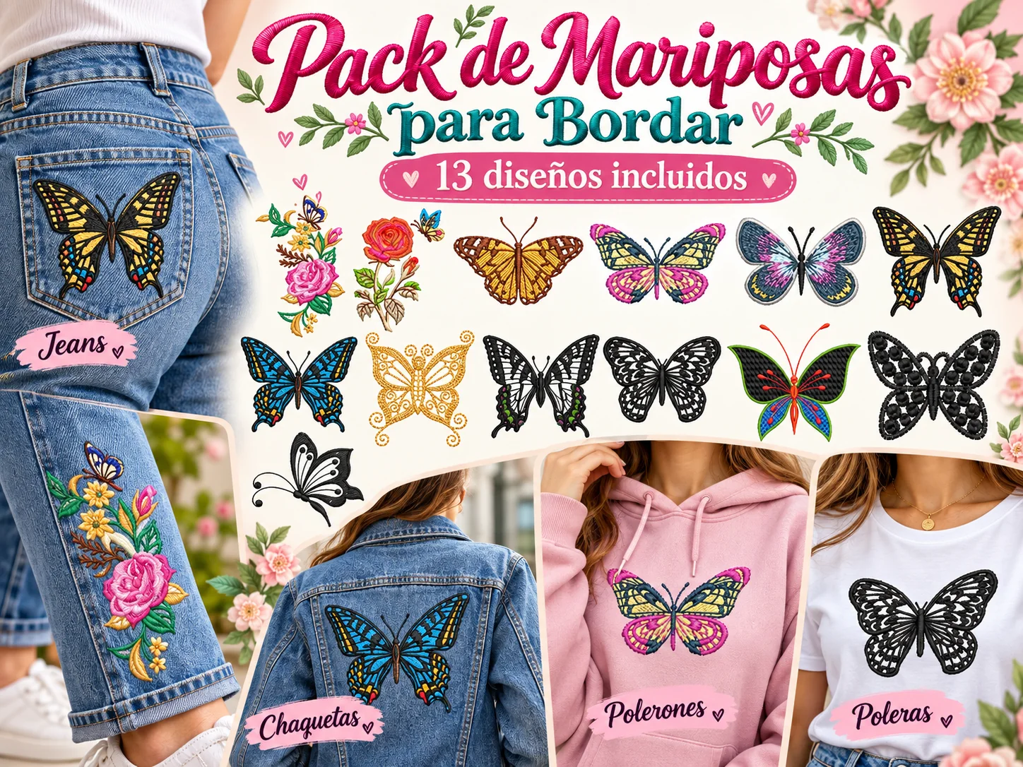 13 Matrices Mariposas Bordadas
