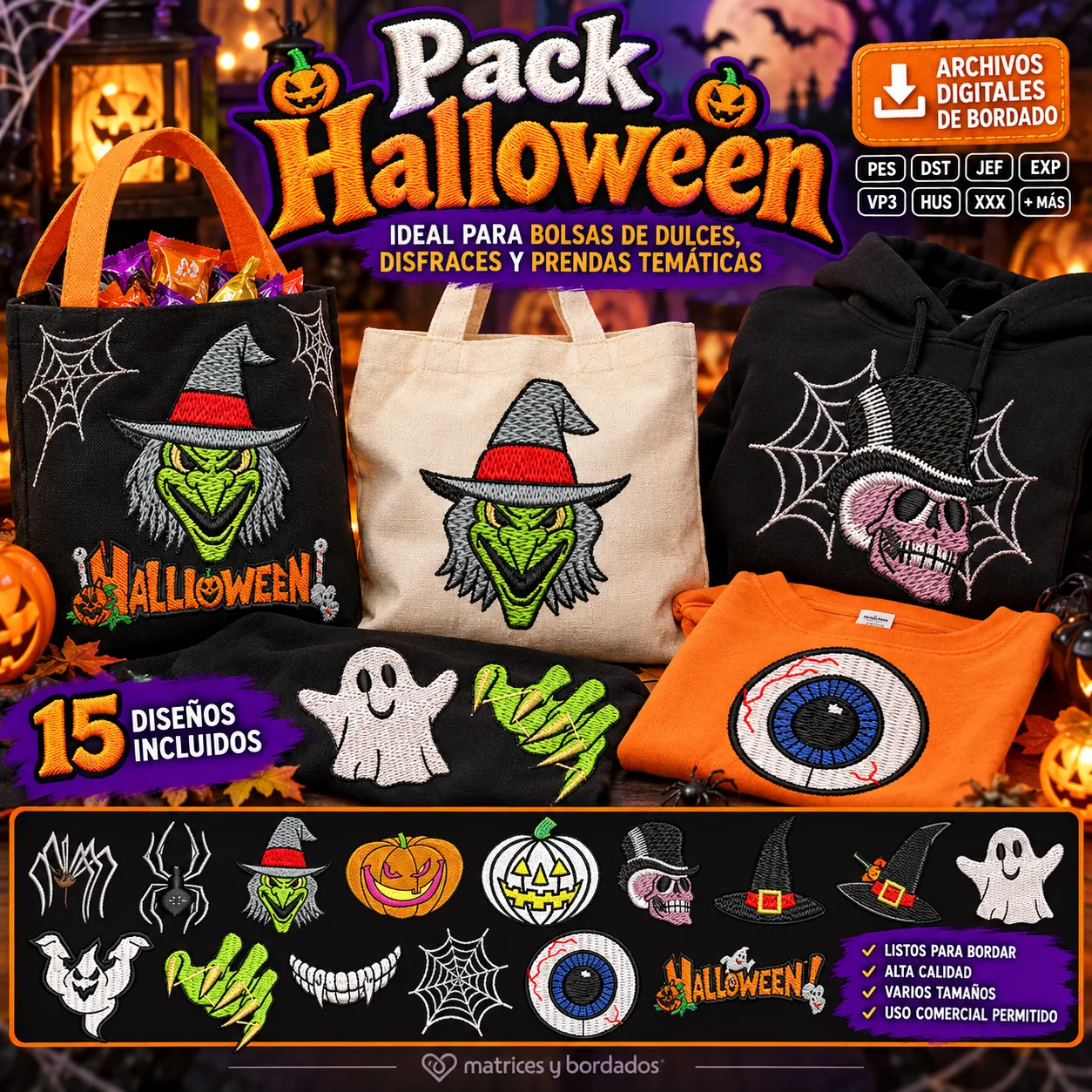 15 Matrices Pack Halloween Bordado