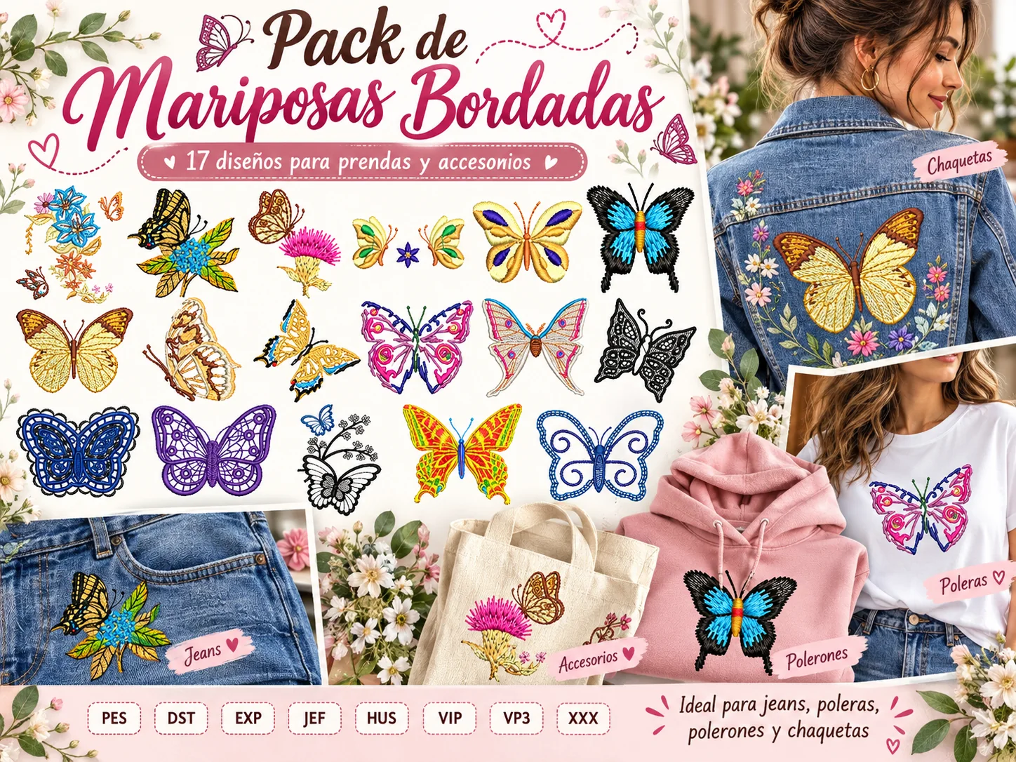17 Matrices de Mariposas para Bordado