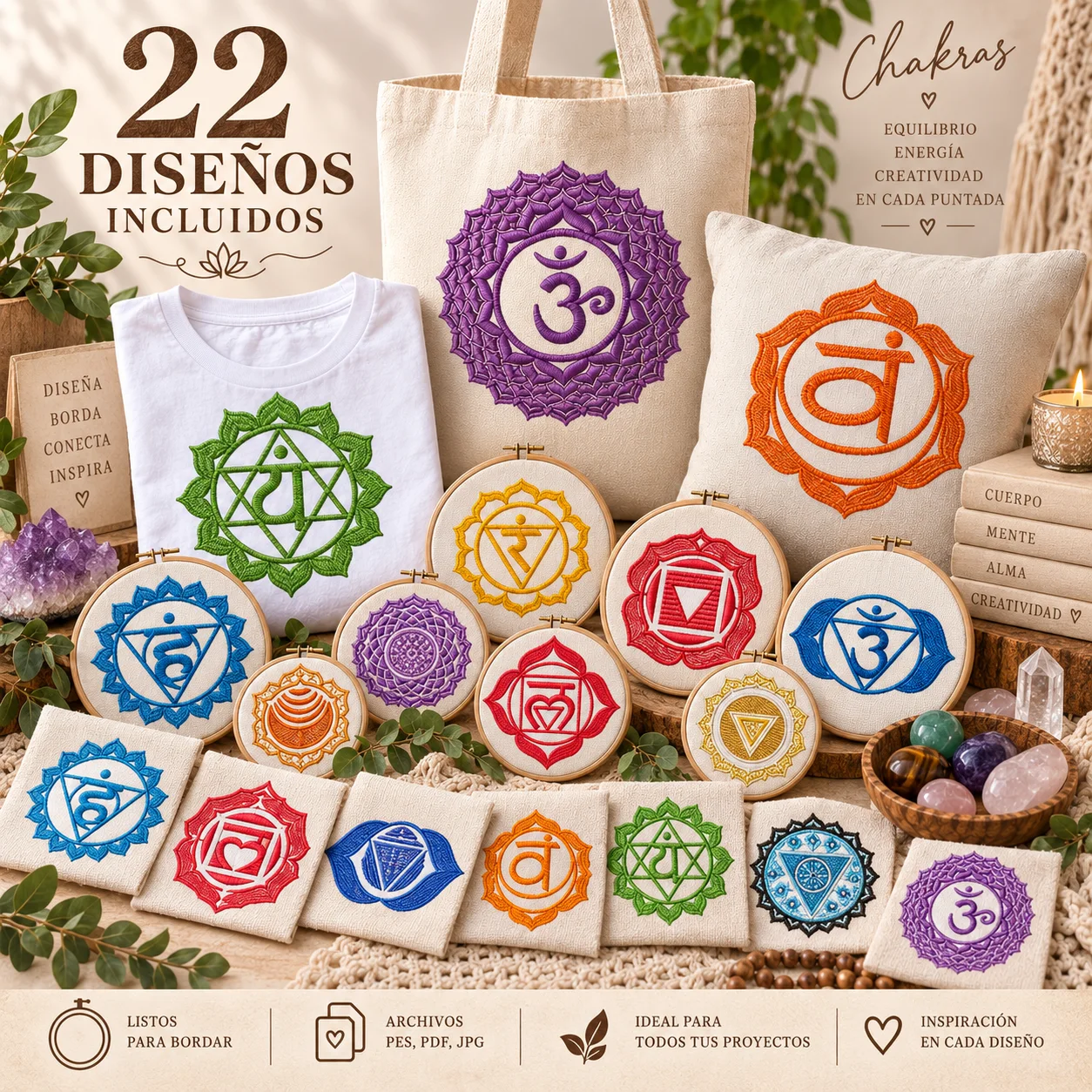 22 Matrices de Bordado Chakras
