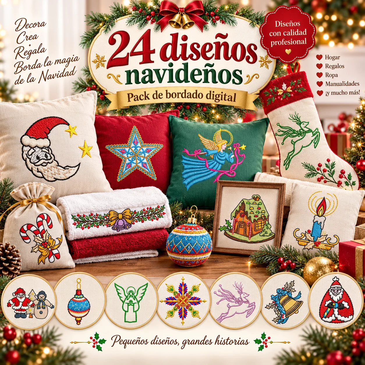 24 Matrices de Bordado Navideñas