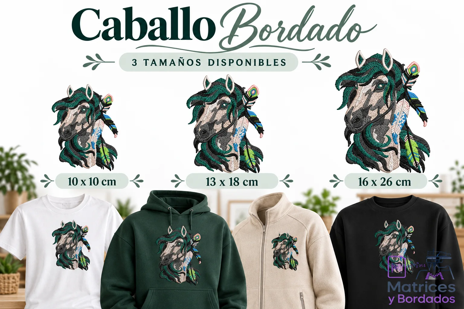 3 Matrices Caballo Bordado