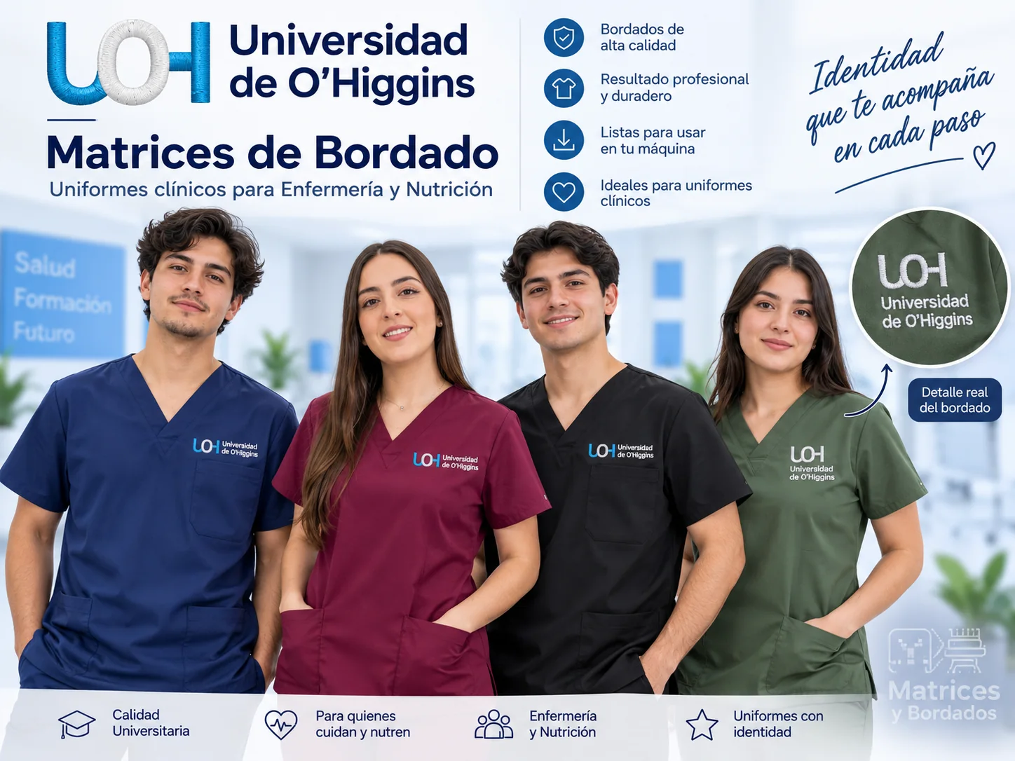 3 Matrices Universidad de O’Higgins para Uniformes Clínicos