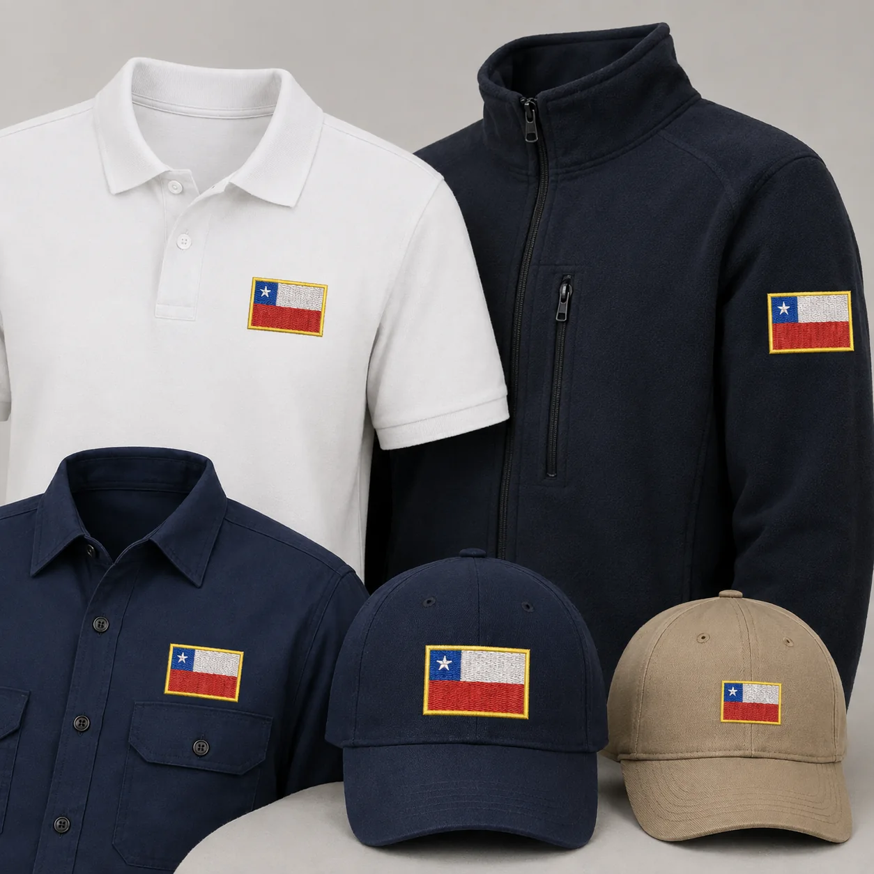 4 Matrices Bandera Chile borde amarillo