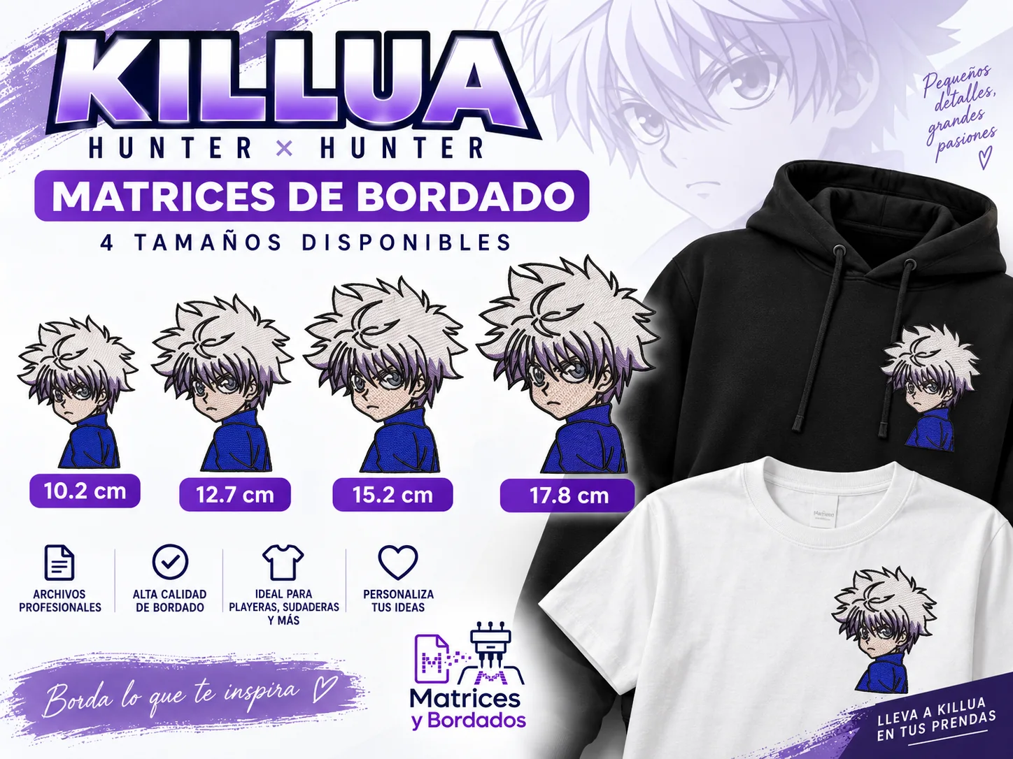 4 Matrices Killua Hunter x Hunter Bordado Anime