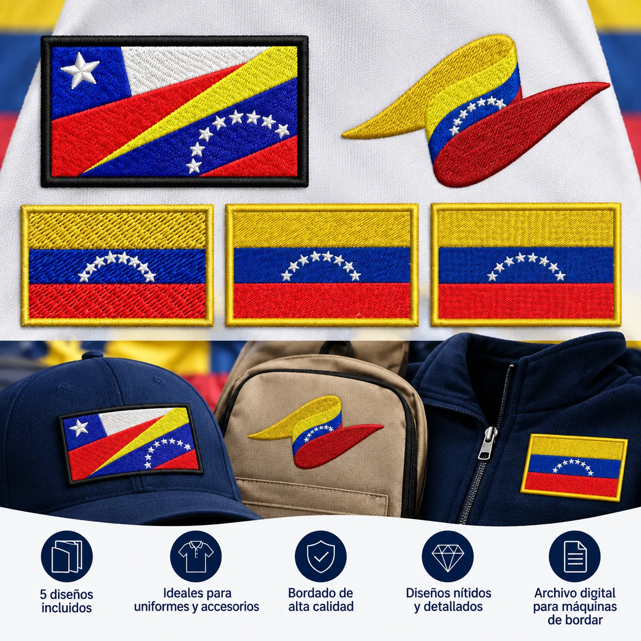 5 Matrices Banderas Chile y Venezuela