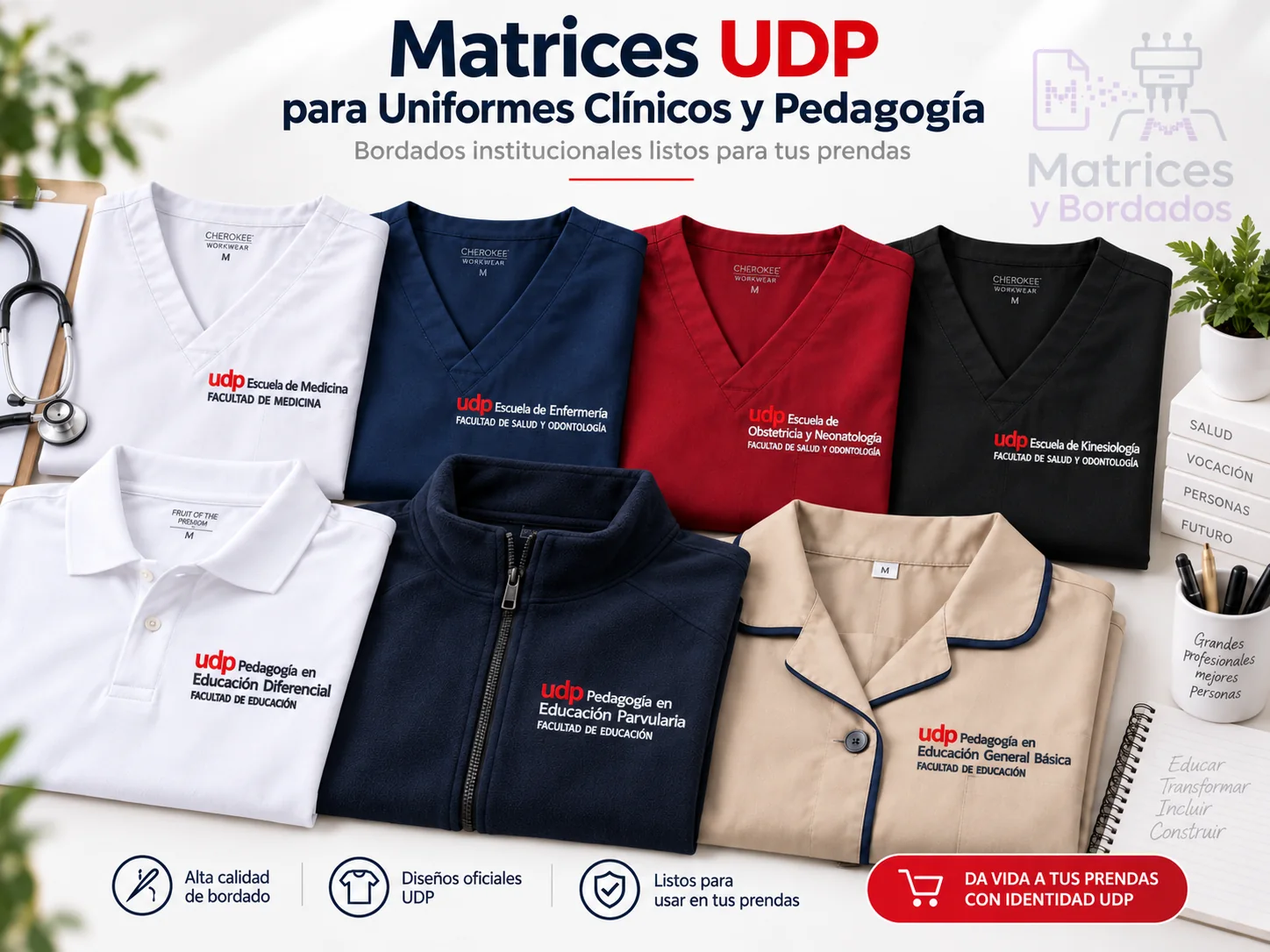 7 Matrices Universidad Diego Portales UDP Uniformes Clínicos y Pedagogía