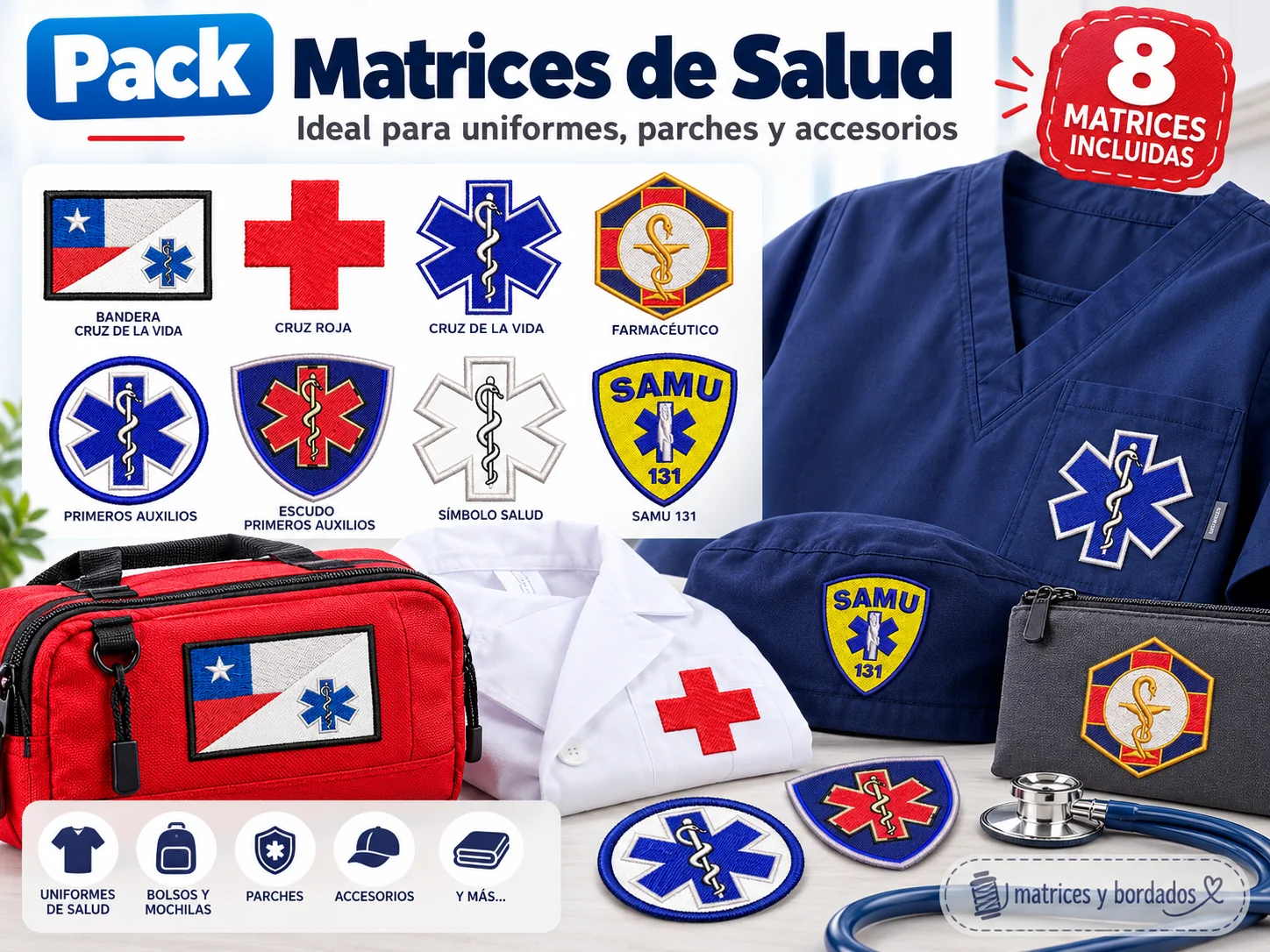 8 Matrices Pack Salud y Primeros Auxilios