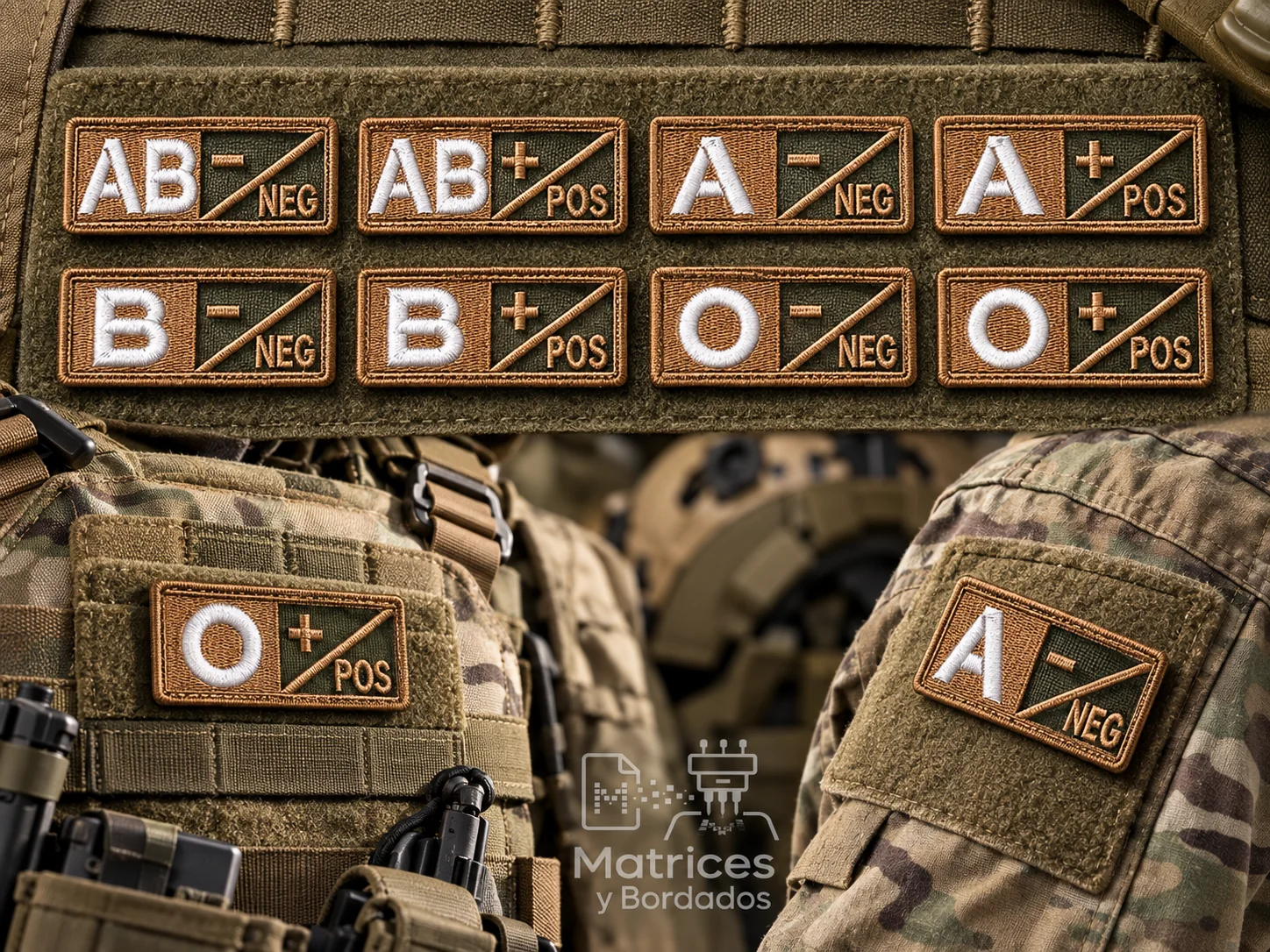 8 Parches Grupo Sanguíneo Militar