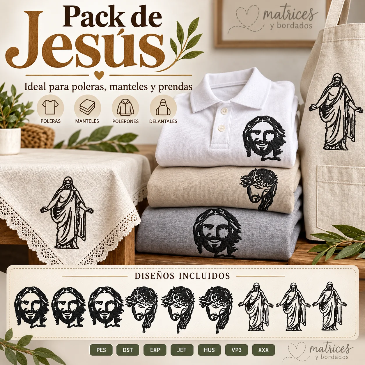9 Matrices Jesús para Bordado