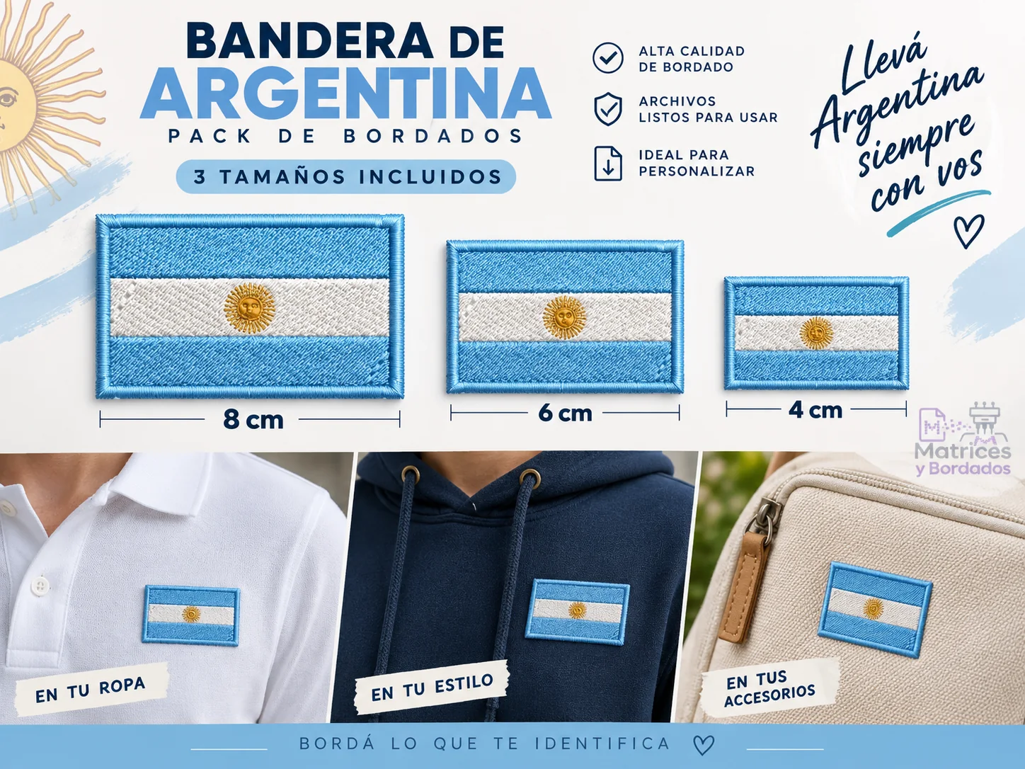 Bandera Argentina 3 tamaños