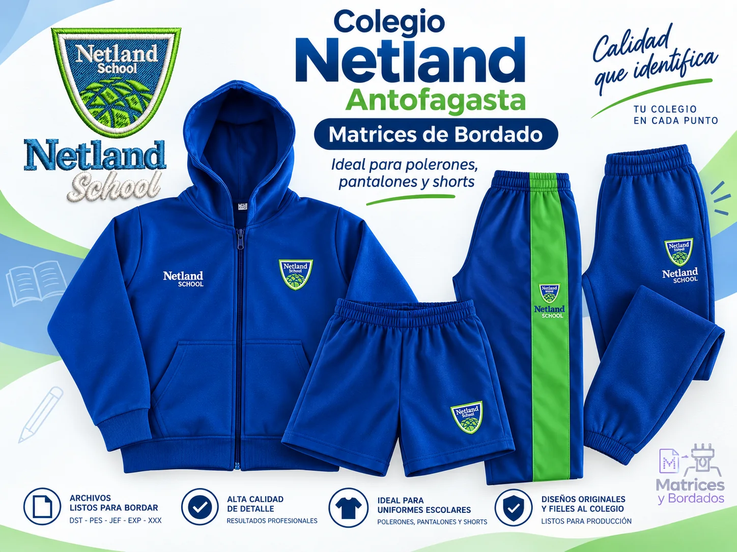 Matrices de bordado Colegio Netland Antofagasta