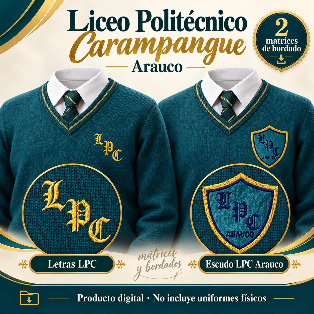 Liceo Politécnico Carampangue, Arauco – 2 matrices de bordado