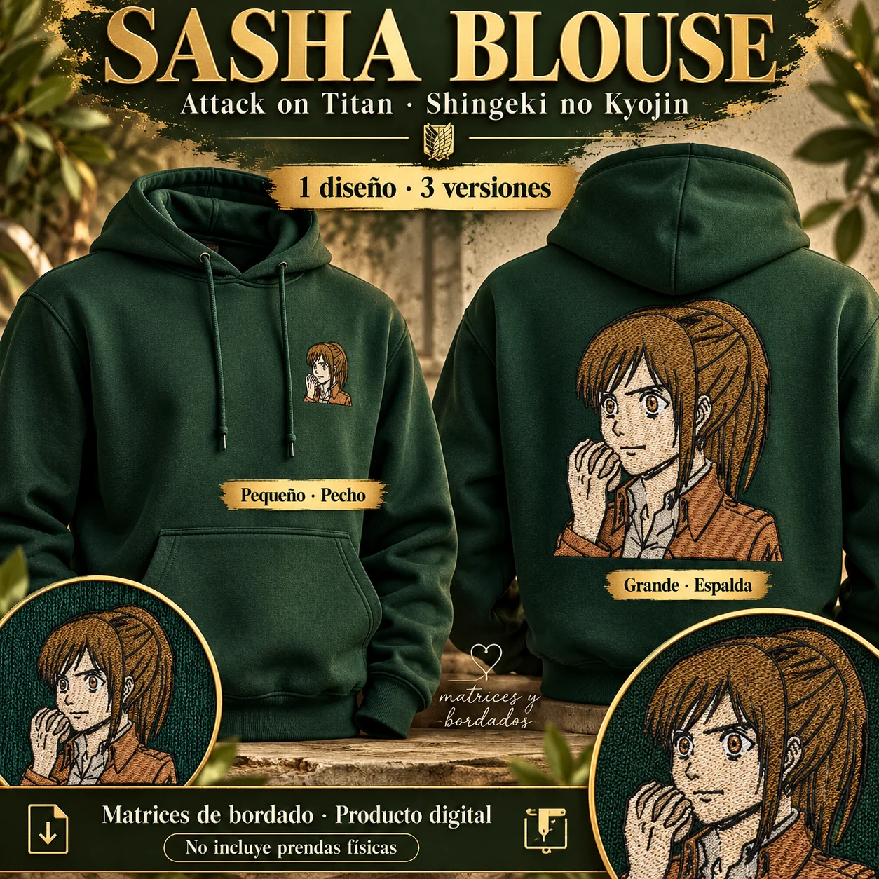 Sasha Blouse de Attack on Titan – Matriz de bordado en 3 versiones