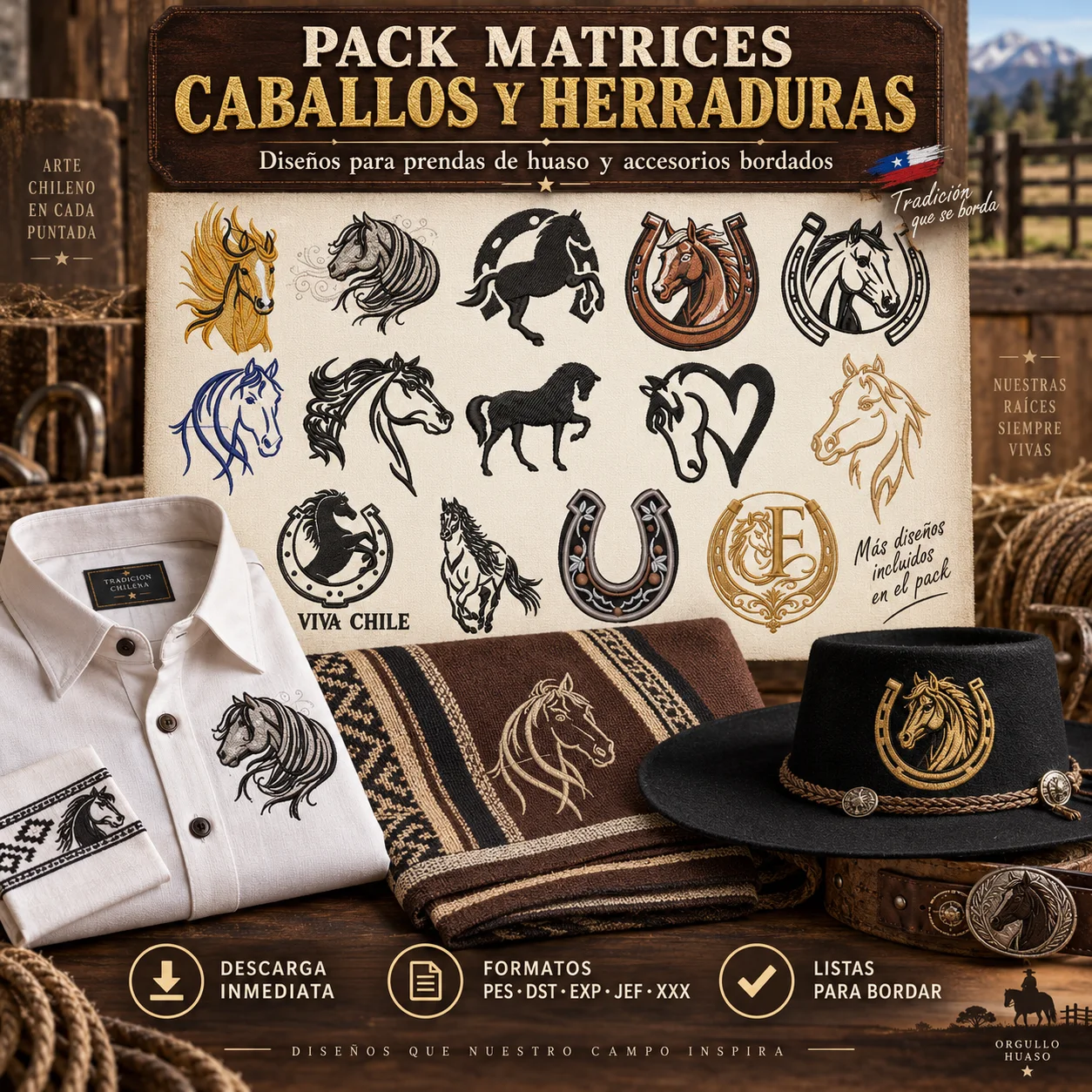 Pack 20 Matrices Caballos y Herraduras para Bordado
