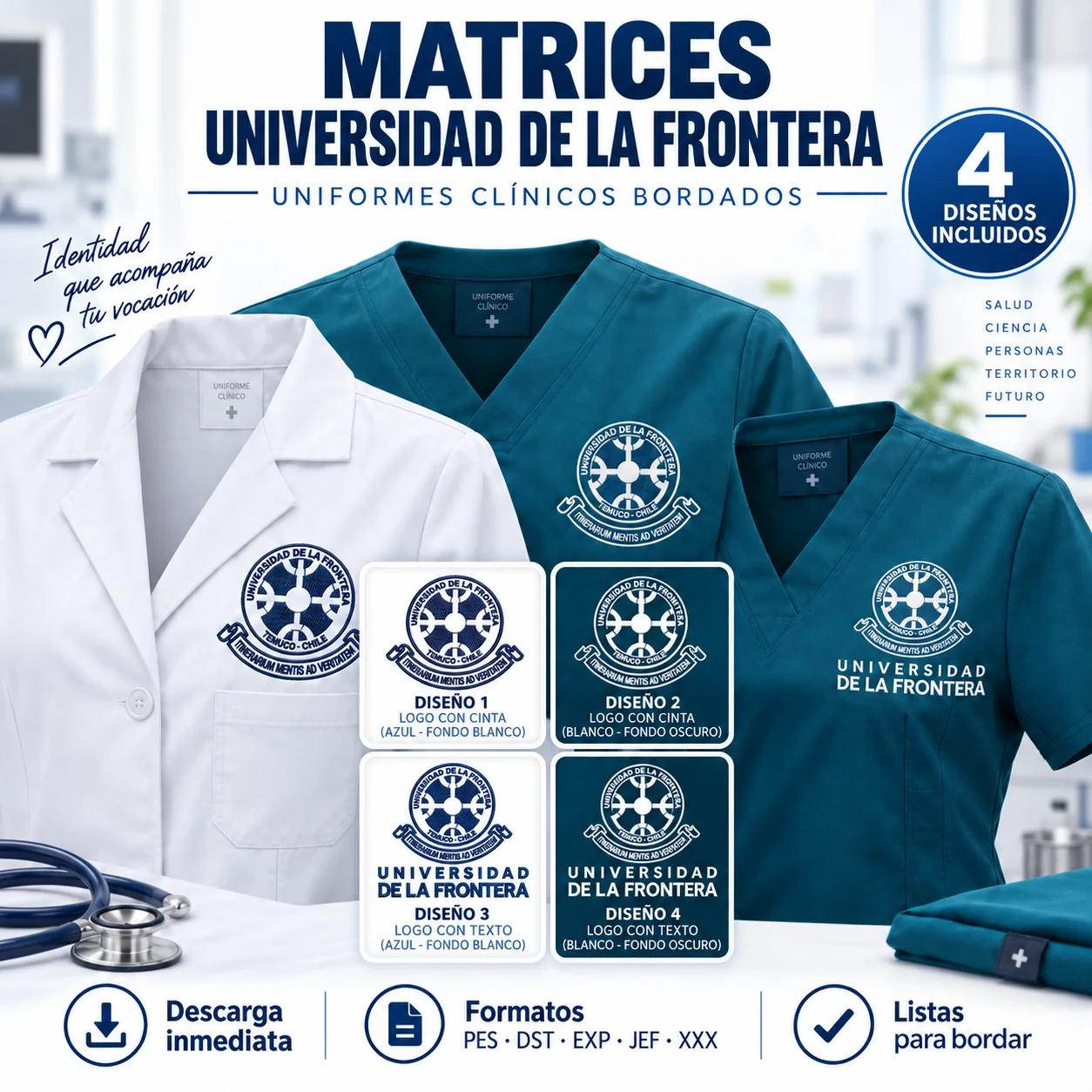 Pack 4 Matrices Universidad de La Frontera para Bordado