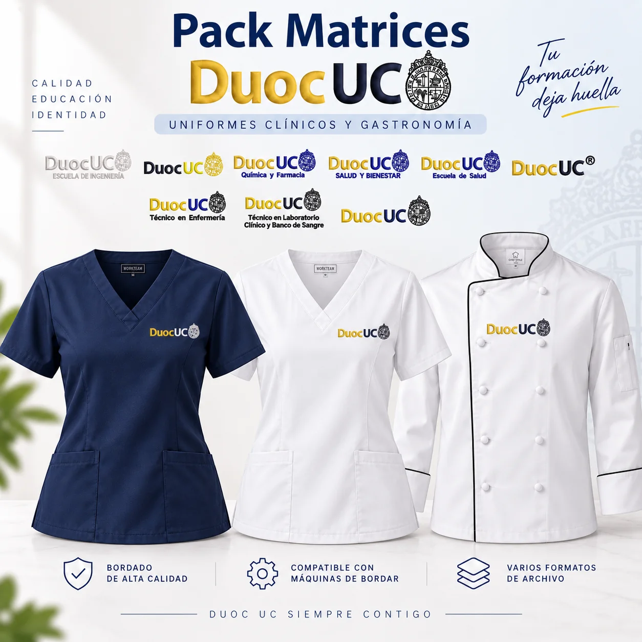 Pack 9 Matrices DUOC UC para Bordado
