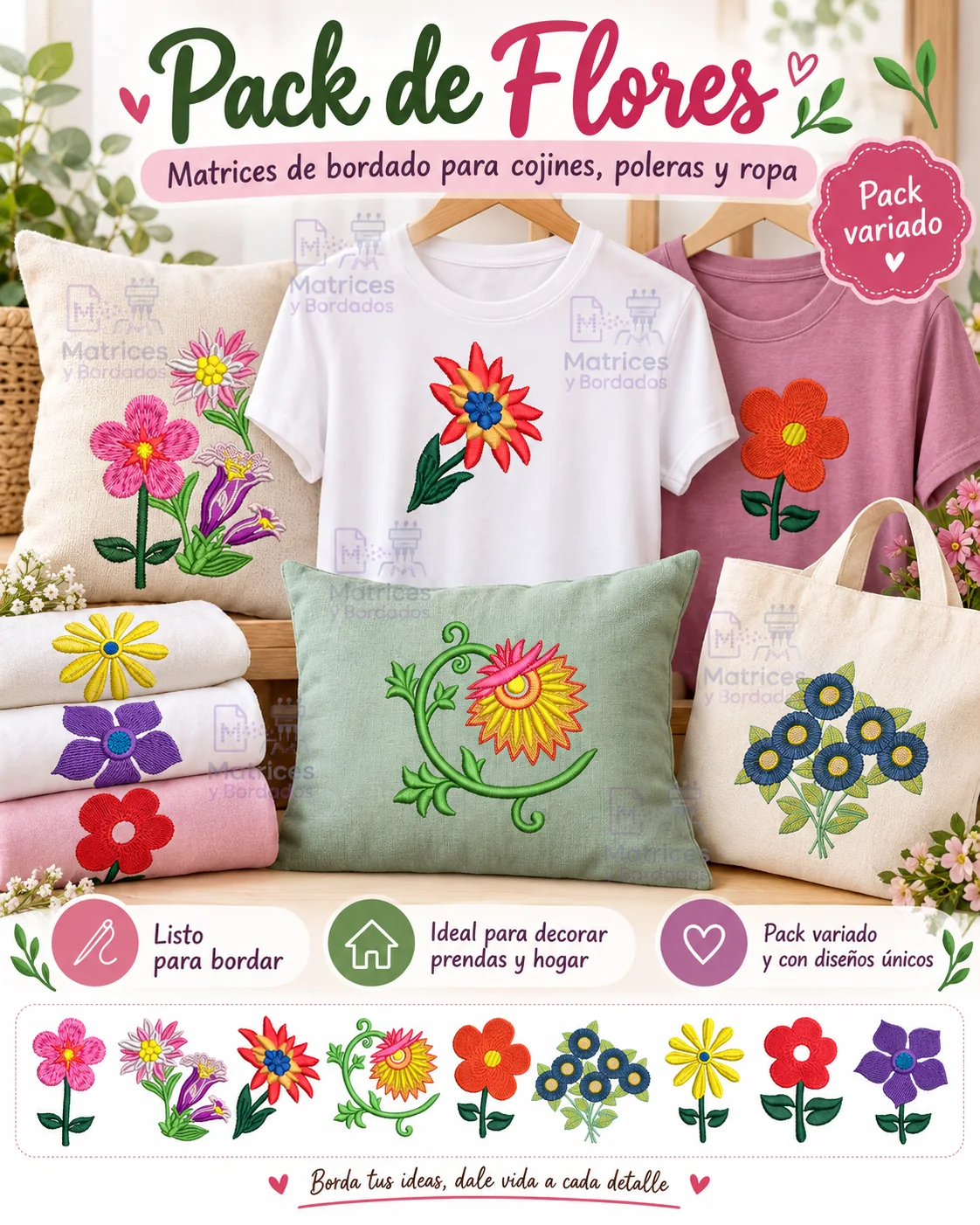 Pack de Flores Bordadas