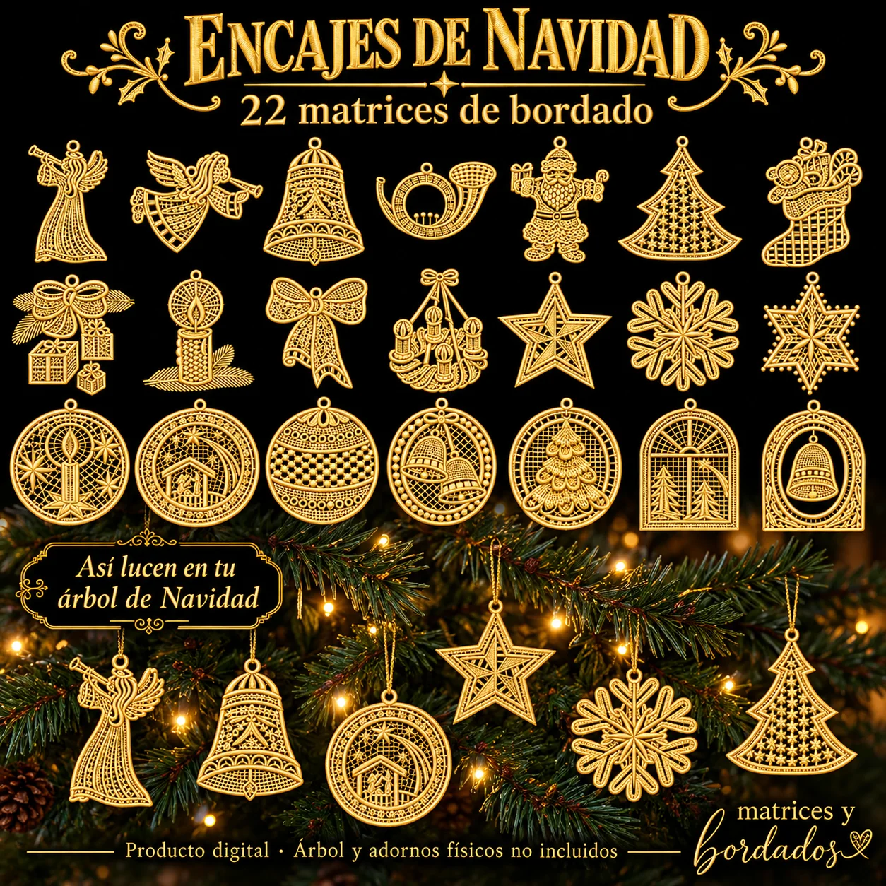 Encajes de Navidad – Pack de 22 matrices de bordado